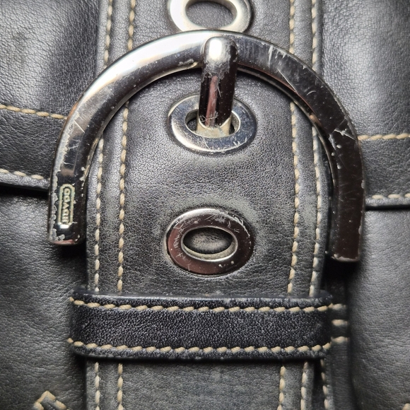 Vintage Coach Soho💥😱 Black Leather Buckle Flap Shoulder Bag - Y2K Style - Picture 8 of 11